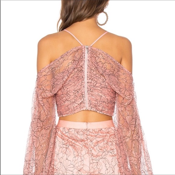 Alice McCall Rose Sugar High sheer ruched lace crop top 0 XS - Picture 8 of 11